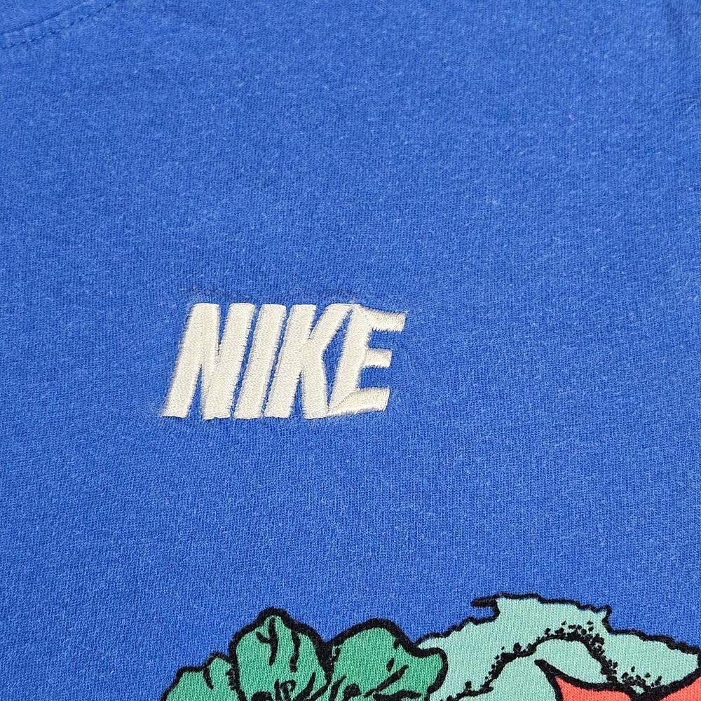 Nike T-Shirt Mens Small Royal Blue Floral Aloha Allover Short Sleeve Sports Tee - Picture 3 of 7